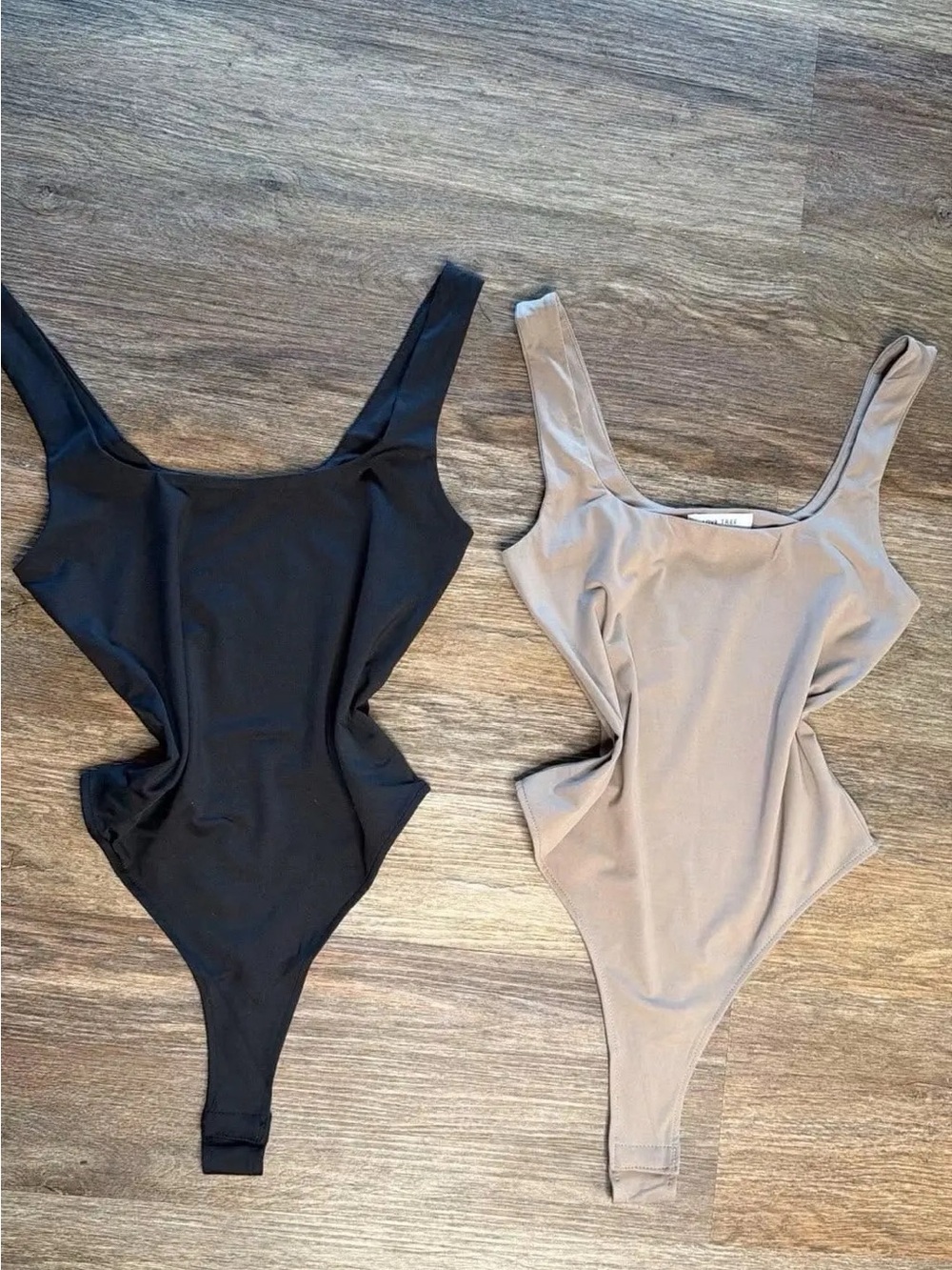 Girls' Scoop Neck One-Piece Swimsuit in Black and Taupe
